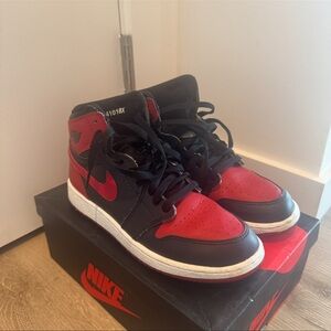 GS Nike Retro Air Jordan 1 Hightop Banned Bred - Black/Varsity Red - White